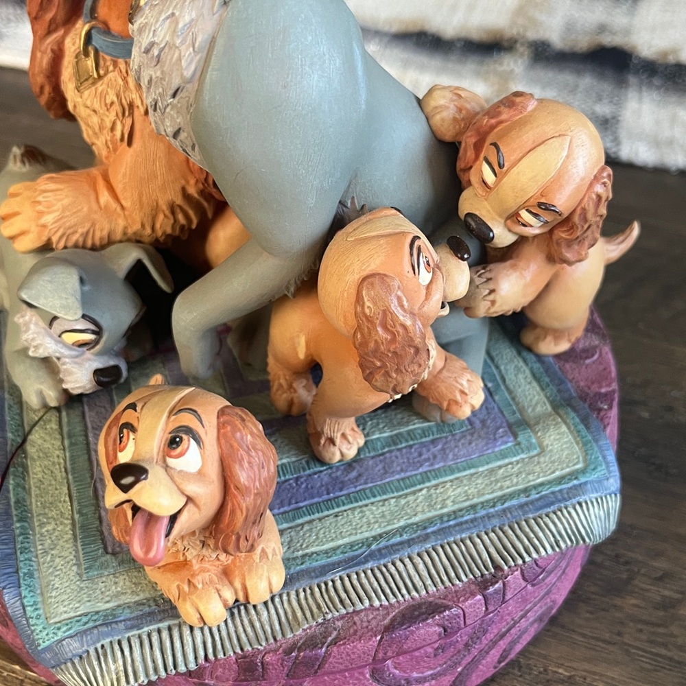 Disney Markrita Lady & The Tramp Figurine Rare VTG Disney Gallery Trinke-Box - Picture 7 of 17